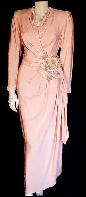 * RARE VINTAGE ANDREA ODICINI COUTURE - AMEN WARDY EVENING GOWN - MADE IN ITALY - METAL ZIPPER