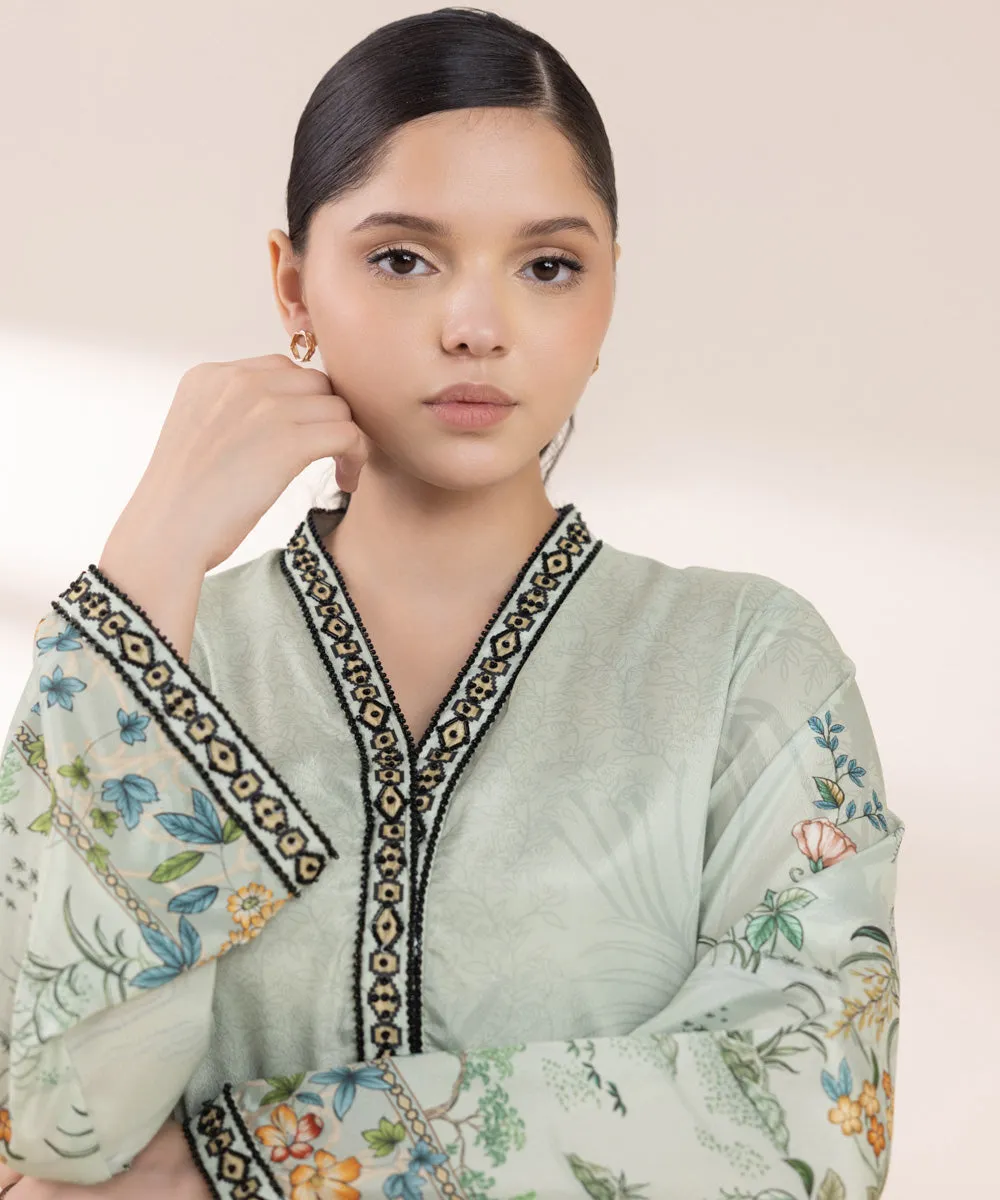2 Piece - Embellished Silk Suit