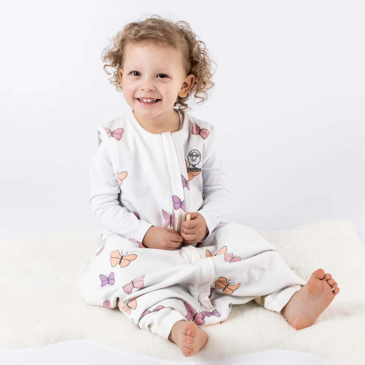 4 Season® Baby Sleep Bag with Feet, Merino Wool & Organic Cotton, Butterfly