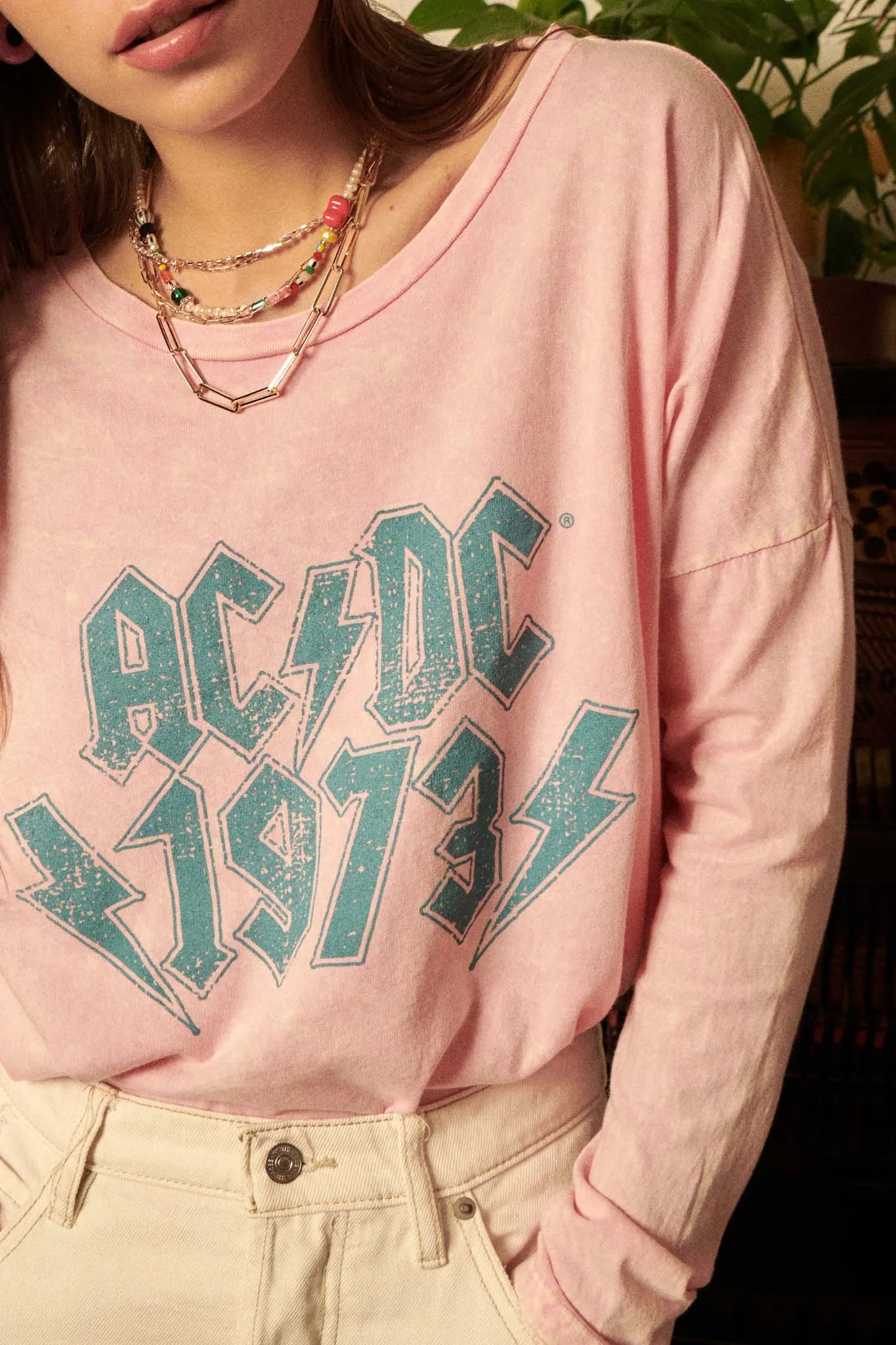 AC/DC 1973 Vintage-Wash Long-Sleeve Graphic Tee