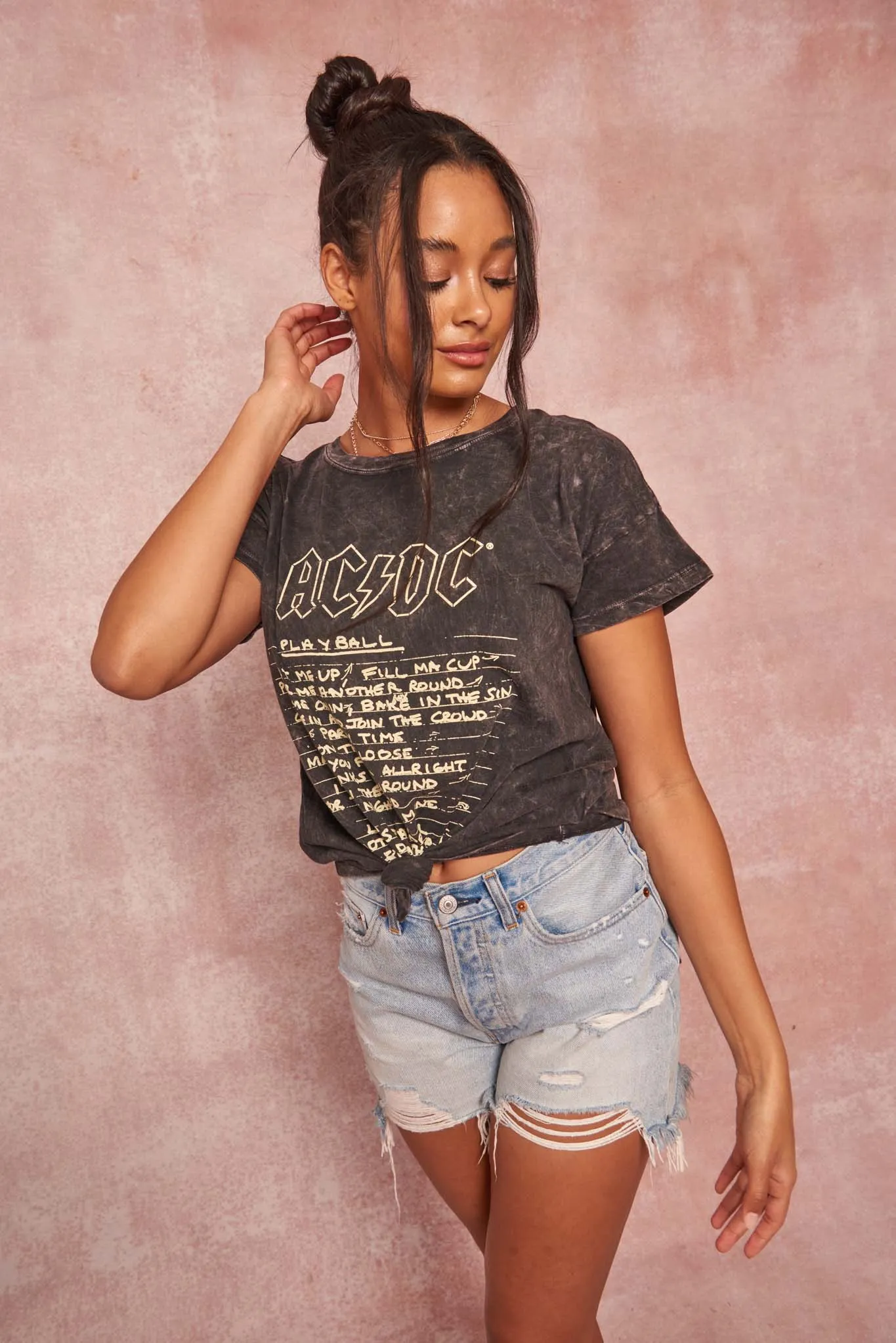 AC/DC Play Ball Lyrics Vintage-Wash Graphic Tee