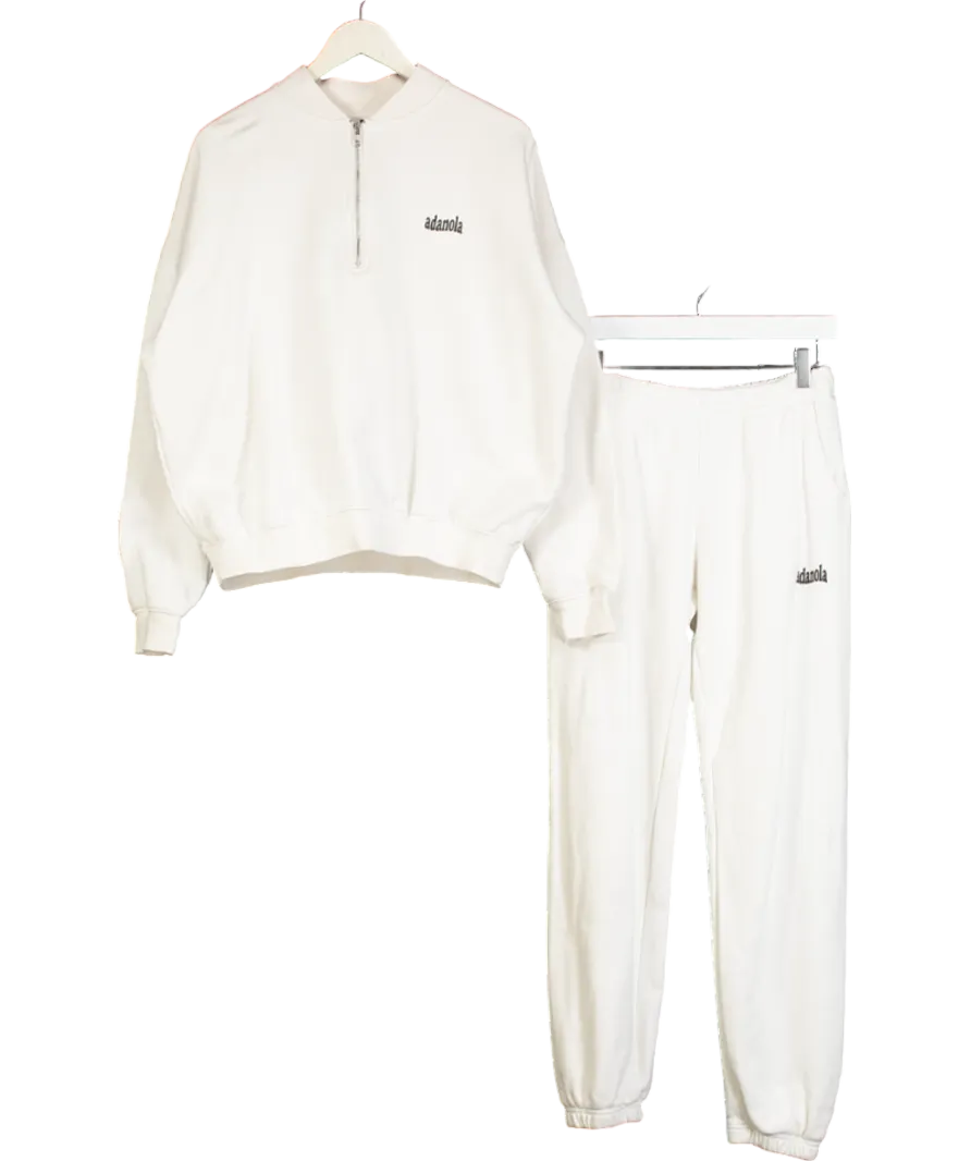 Adanola 2-piece White Logo Tracksuit UK S