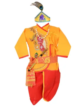 Ahhaaaa Cotton Handwork Krishna Dress Kurta with Dhoti Pant for Boys