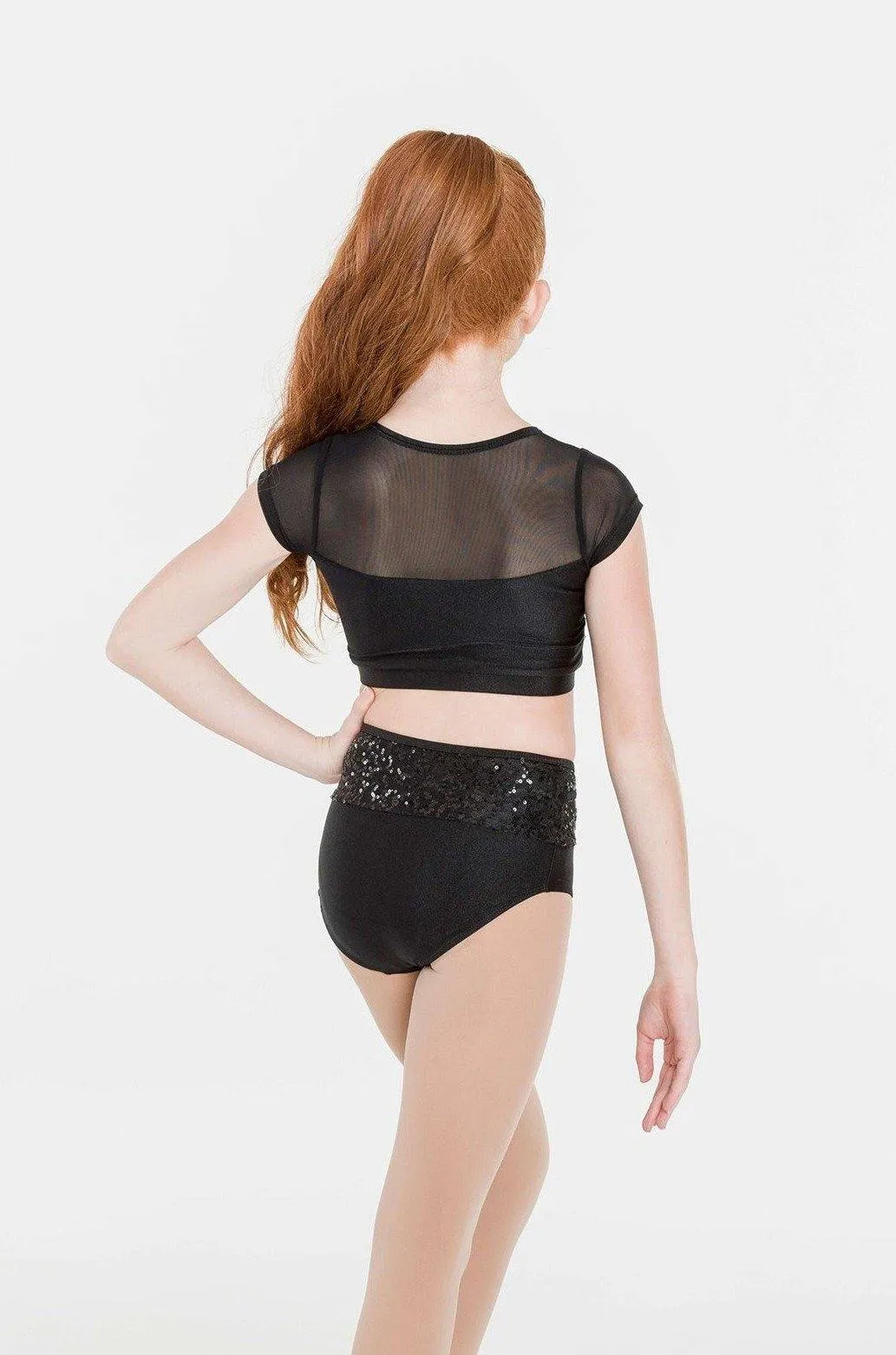 Attitude Sequin Crop Top | Black