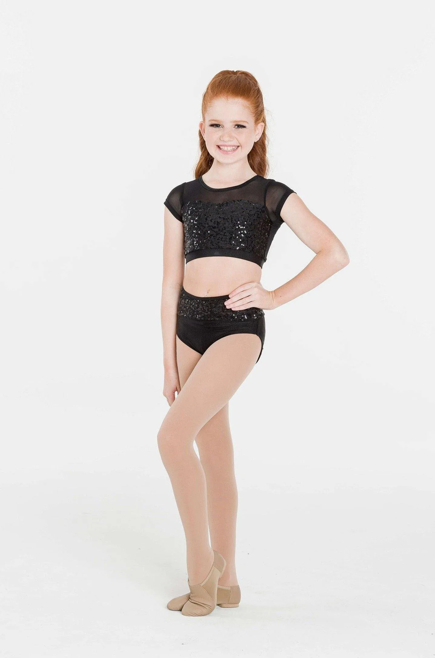 Attitude Sequin Crop Top | Black