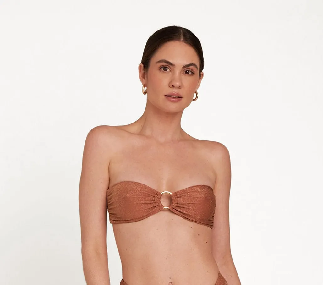 Away That Day - Cinnamon Shimmering Lurex Bikini - Acapulco Top   Fiji Bottom