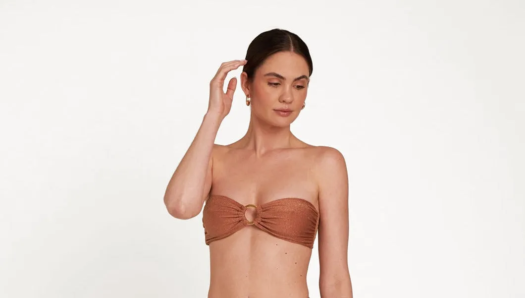 Away That Day - Cinnamon Shimmering Lurex Bikini - Acapulco Top   Fiji Bottom