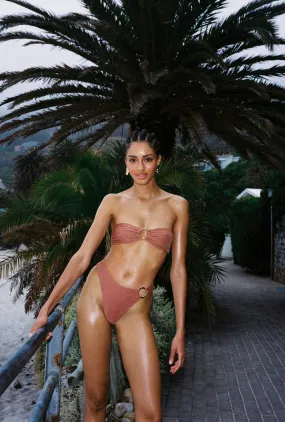 Away That Day - Cinnamon Shimmering Lurex Bikini - Acapulco Top   Fiji Bottom