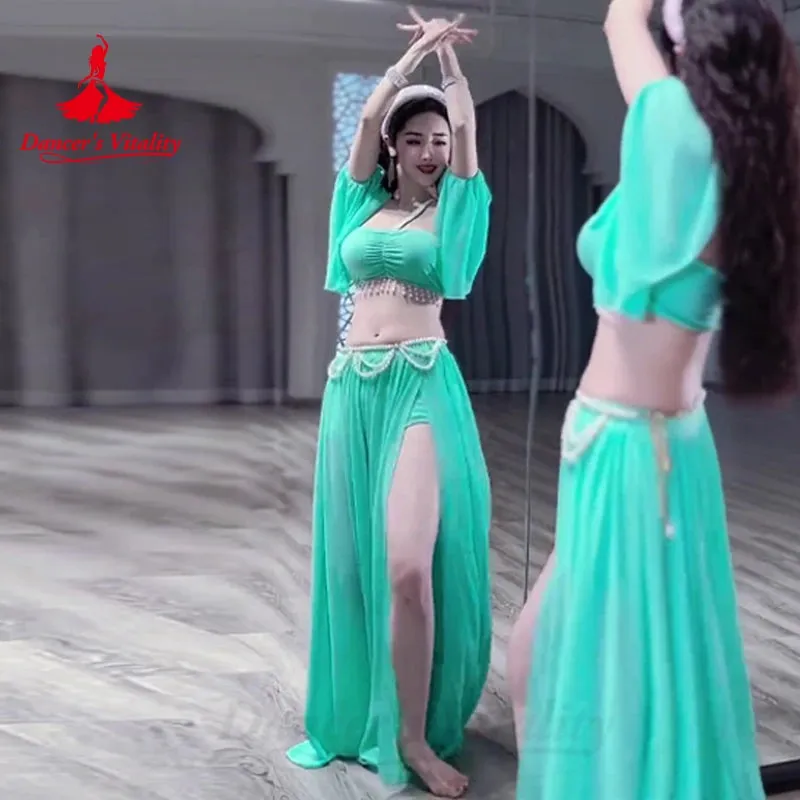 Belly Dancer Costume Set for Women Senior AB Stones Bra Top chiffon Long Skirt 2pcs Custom Adult Child Oriental Dancing Outfit