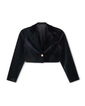 blazer cropped velvet - black
