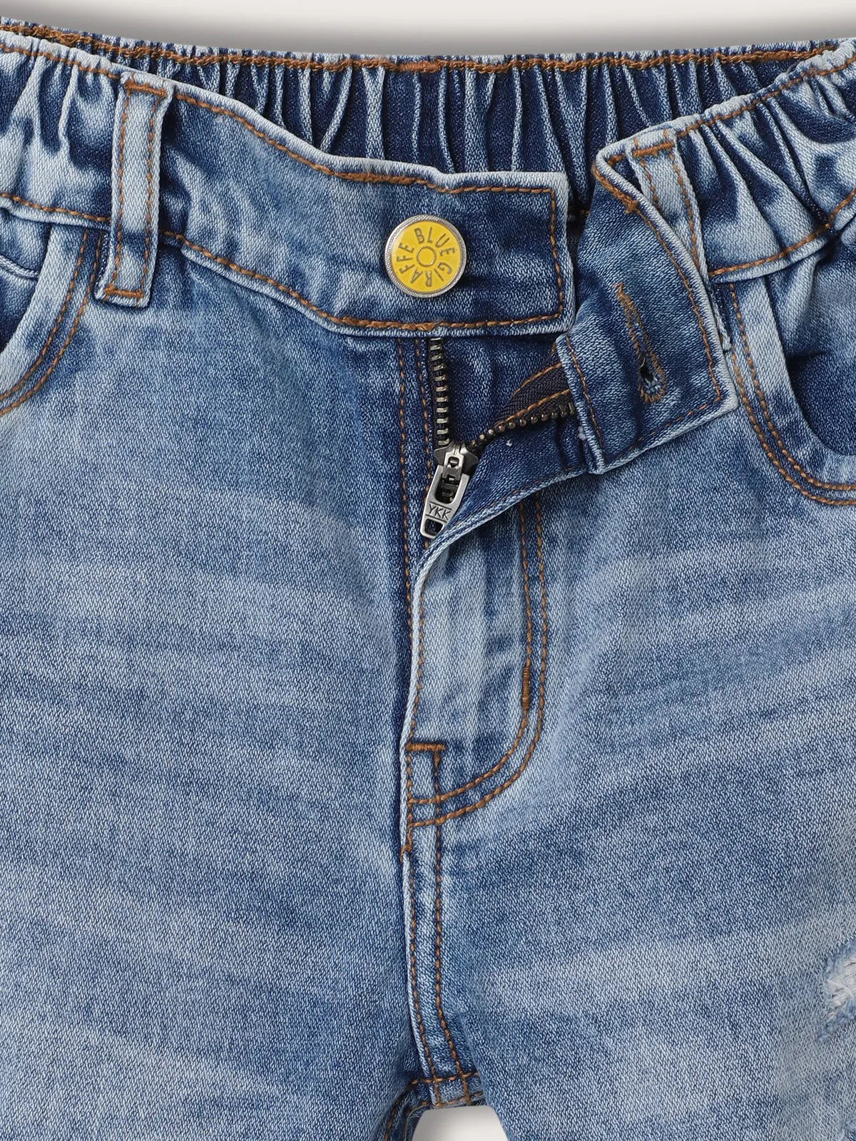Blue Giraffe Boys Blue Solid Relaxed Fit Jeans