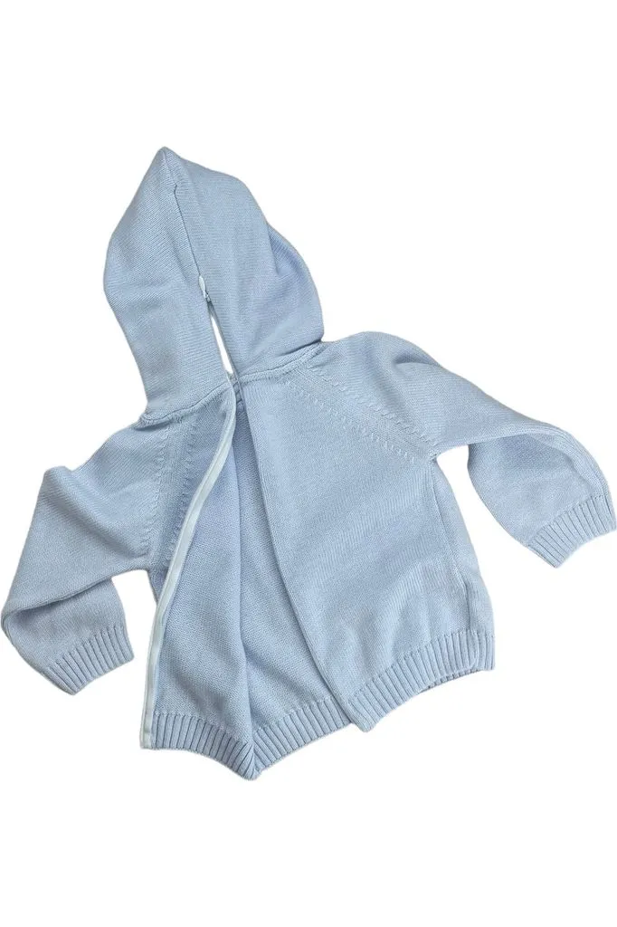 Blue Raglan Sleeve Zip Back Baby Hoodie