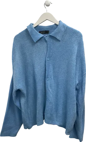 boohooMan Blue Fluffy Knit Tracksuit Top UK M