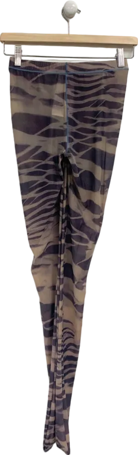 Brown Zebra Print Leggings UK S