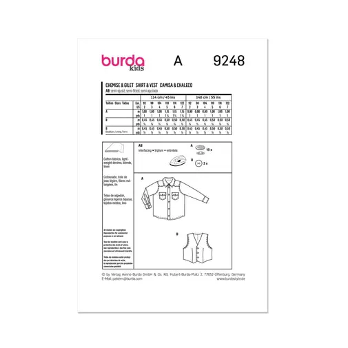 Burda Child Shirt and Waistcoat 9248