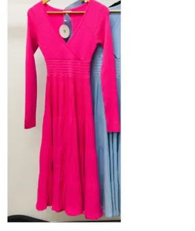 Carmen Stretch Knit Dress - Fuscia