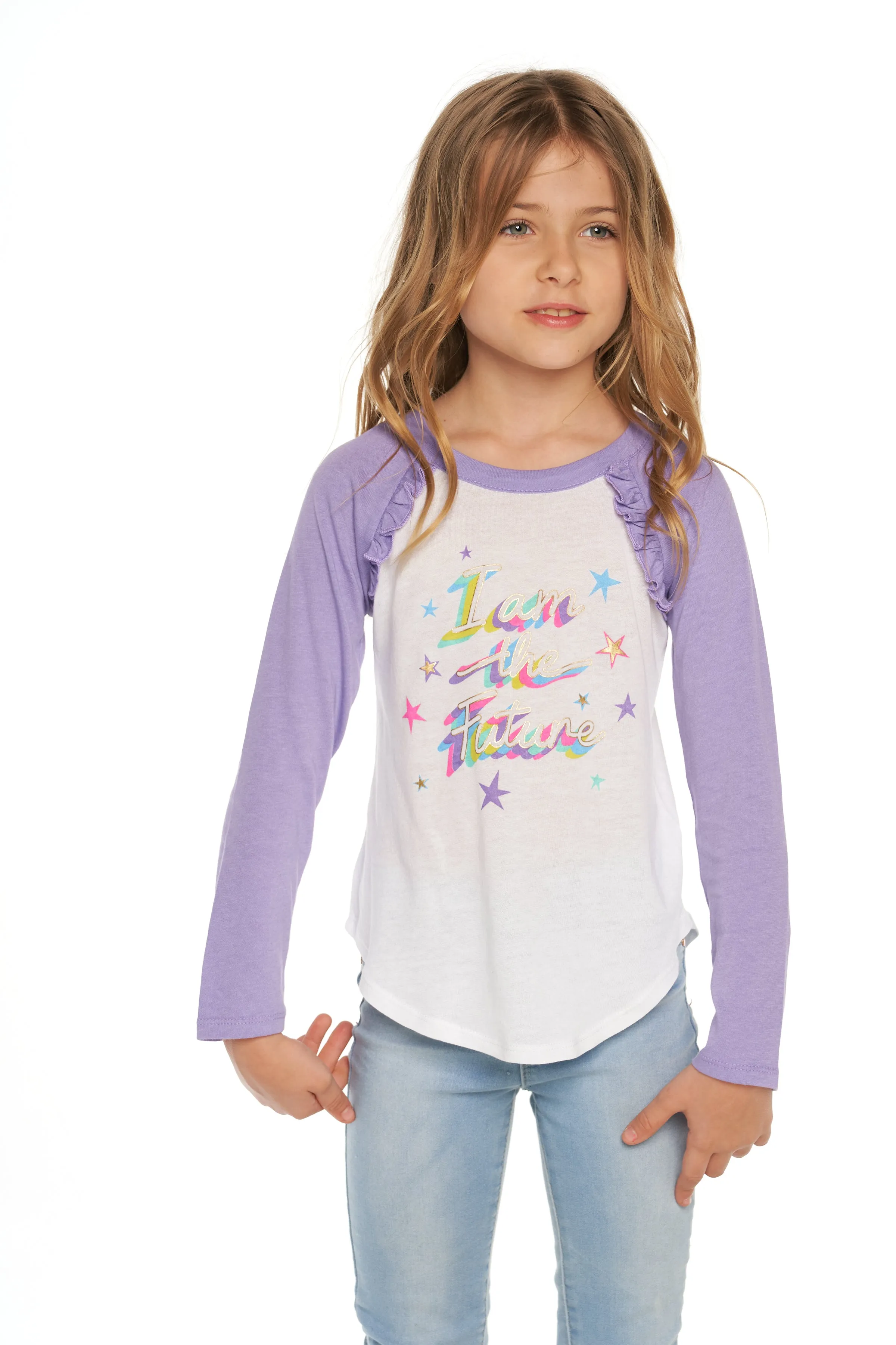 Chaser I Am the Future L/S Ruffle Raglan Tee