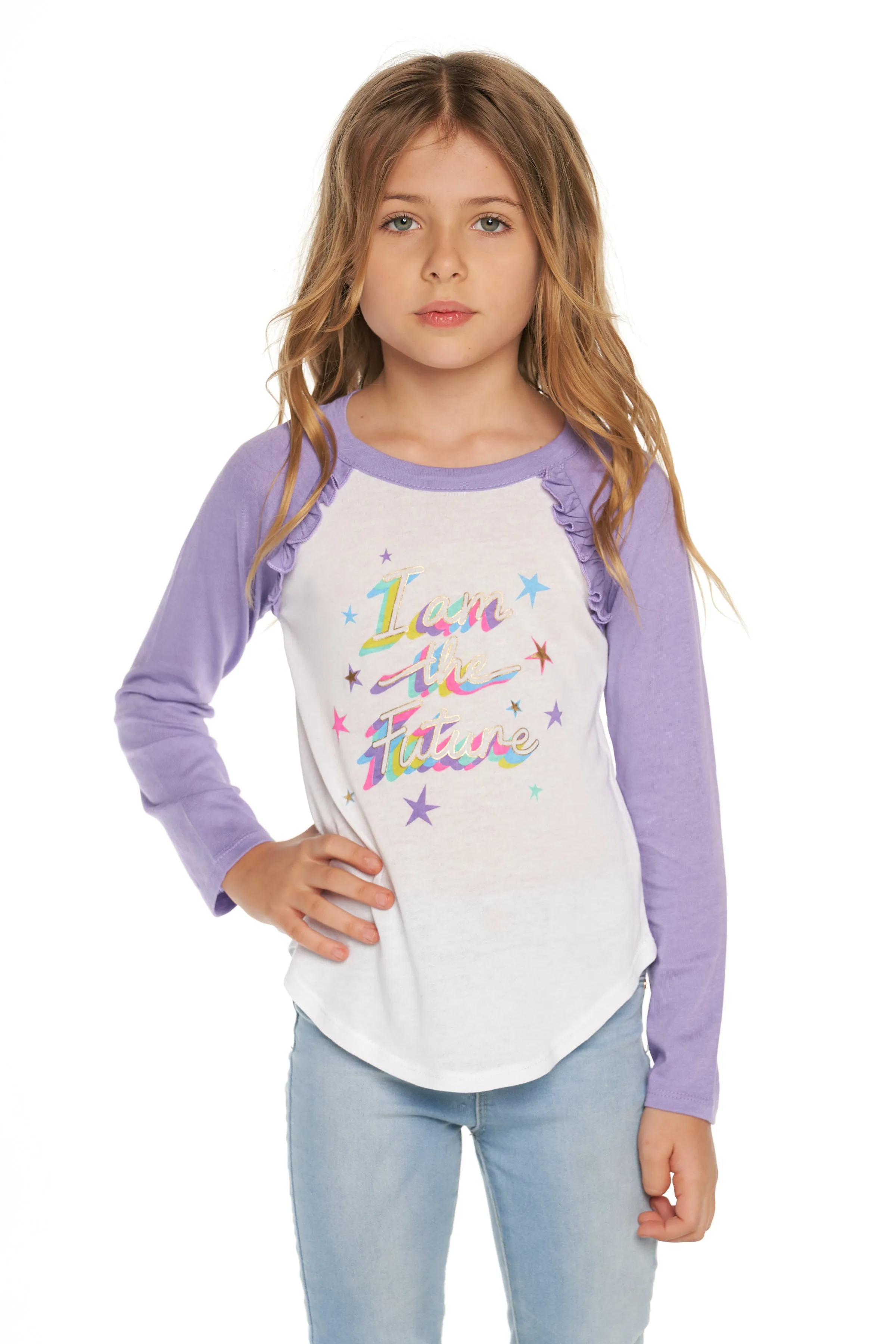 Chaser I Am the Future L/S Ruffle Raglan Tee
