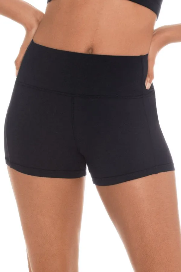Child Microfiber Flat Band Shorts - Black