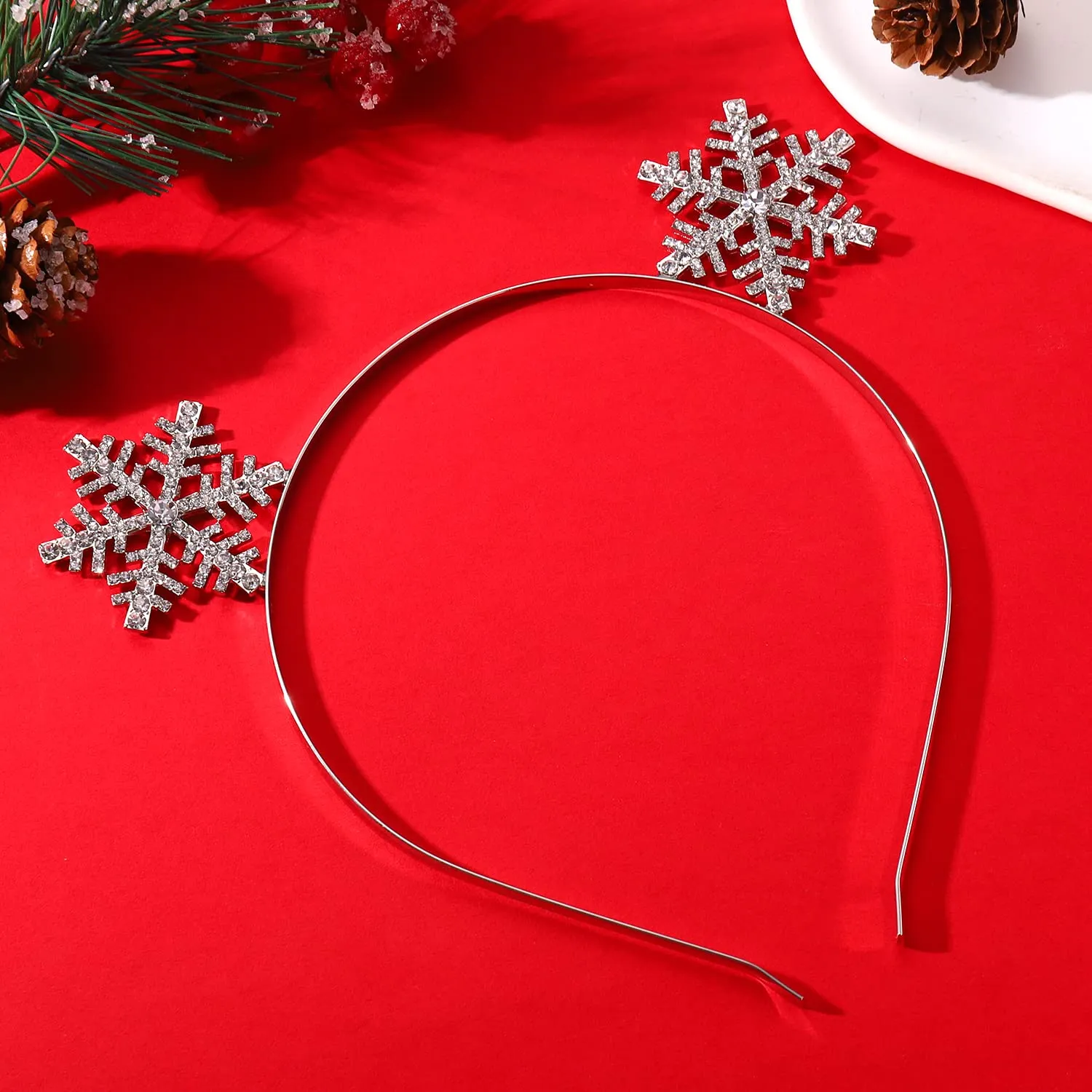 Christmas Headbands Xmas Rhinestone Snowflake Hairbands Crystal Merry Christmas Crown Hair Hoop Reindeer Antlers Headpiece