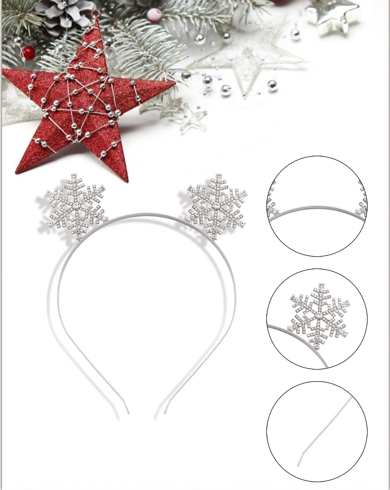 Christmas Headbands Xmas Rhinestone Snowflake Hairbands Crystal Merry Christmas Crown Hair Hoop Reindeer Antlers Headpiece