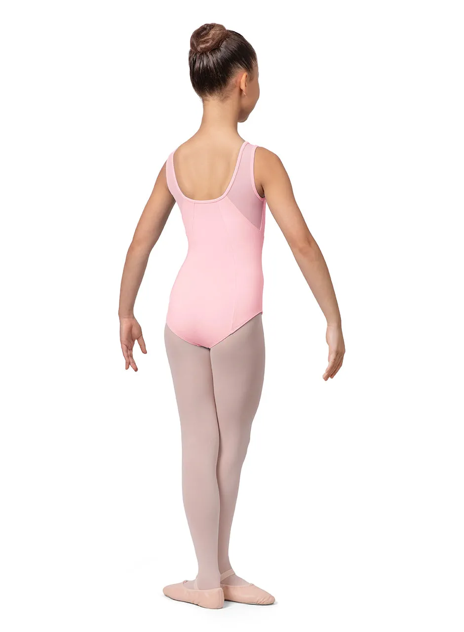 CL9655B Child Scoop Neck Mesh Flower Tank Leotard *