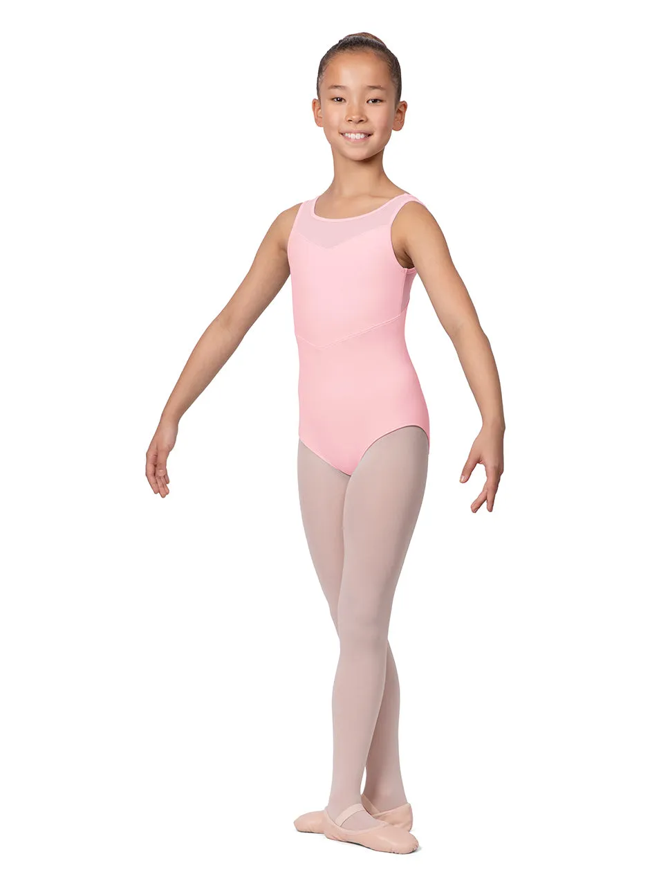 CL9655B Child Scoop Neck Mesh Flower Tank Leotard *