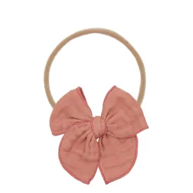 Cloud Muslin Bow - Rose Headband