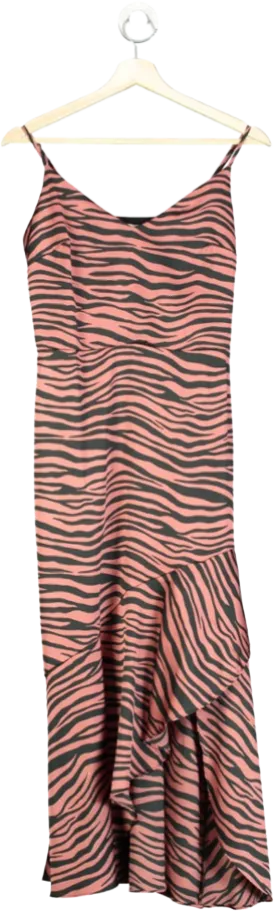 Coast Pink Strappy Satin Zebra Print Dress UK 8