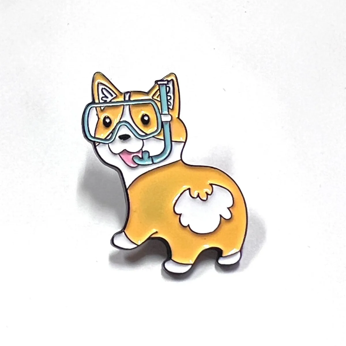 Corgi Dog with Diving Goggles Enamel Pin