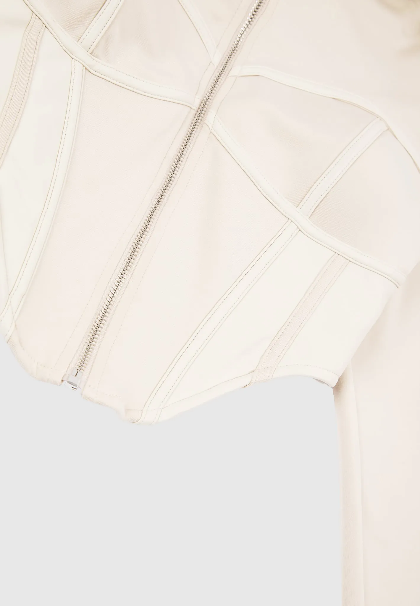 Corset Hoodie with Leather - Beige