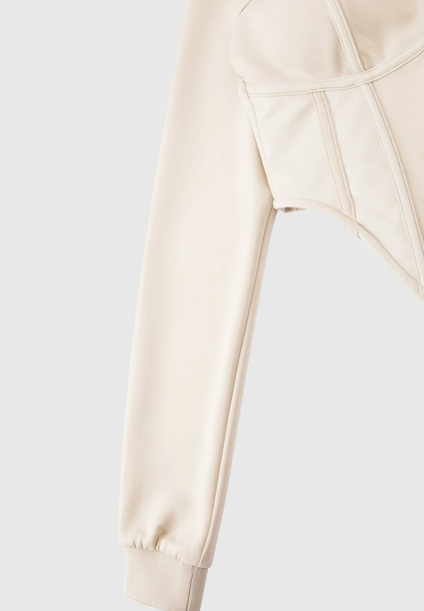 Corset Hoodie with Leather - Beige
