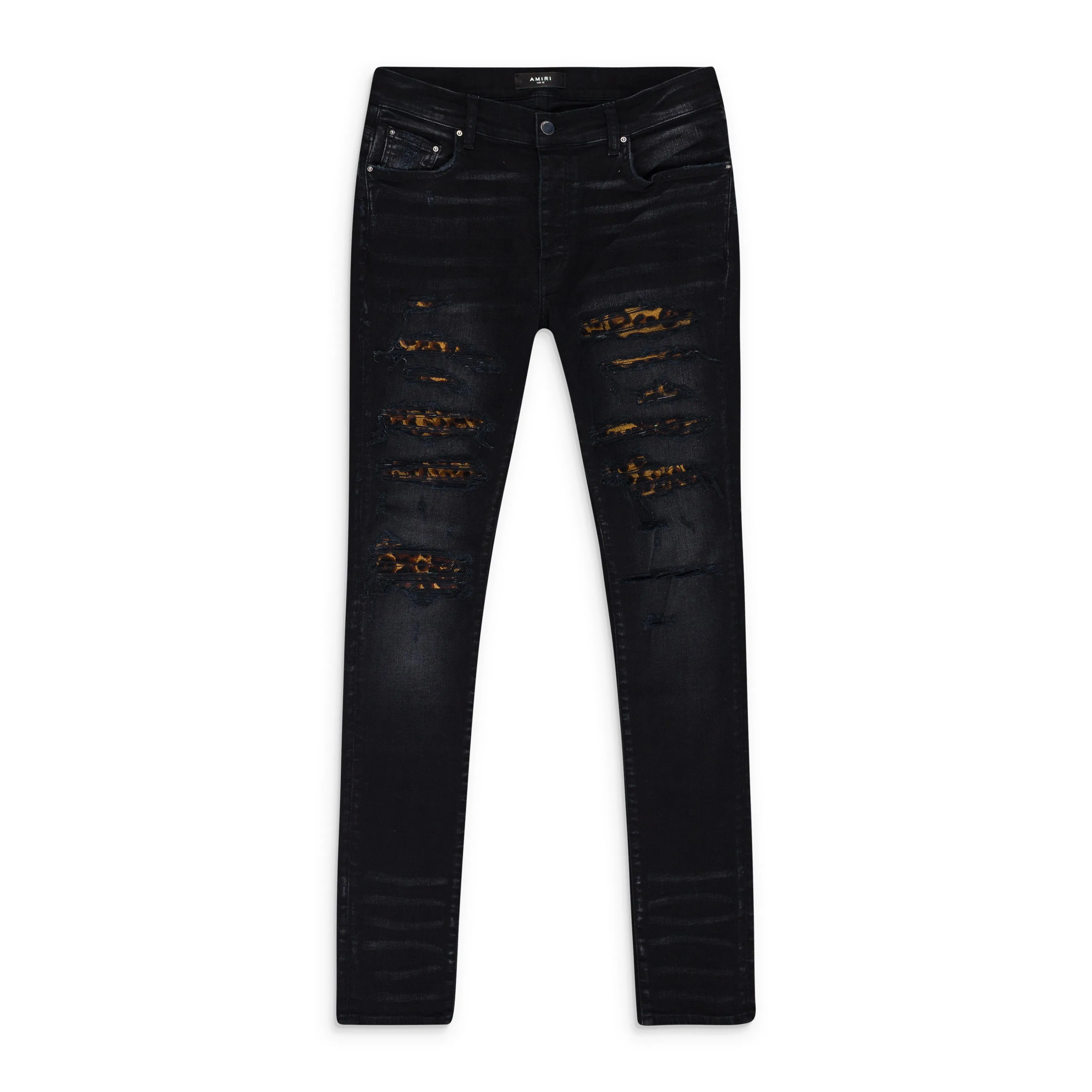 CRACKED LEATHER MX1 AGED BLACK SKINNY JEANS