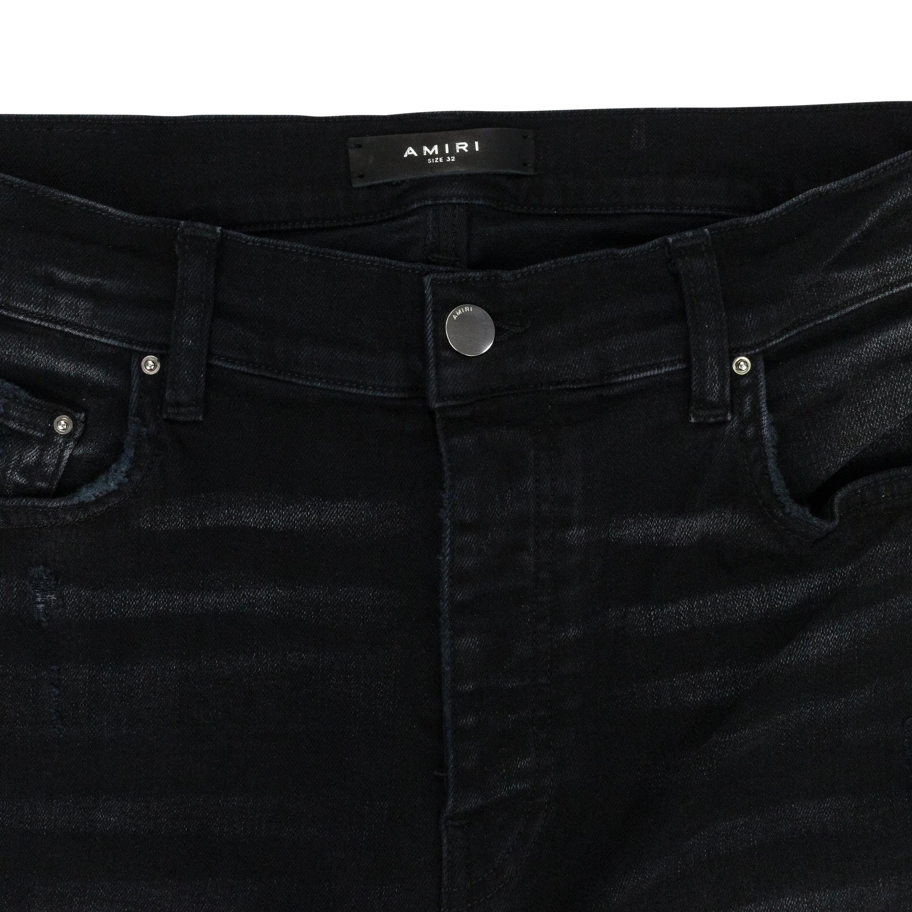 CRACKED LEATHER MX1 AGED BLACK SKINNY JEANS