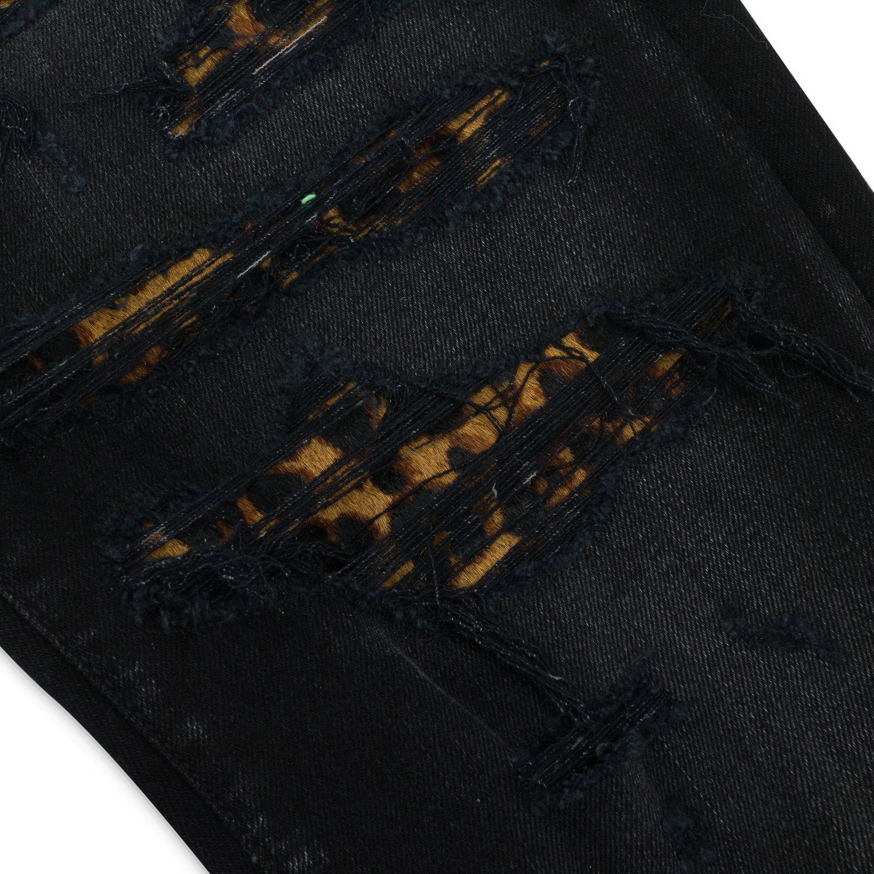 CRACKED LEATHER MX1 AGED BLACK SKINNY JEANS