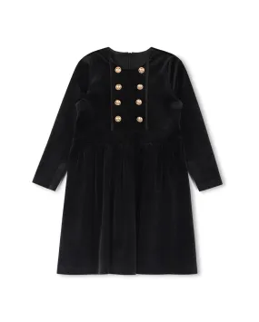 dress gold buttons velvet - black