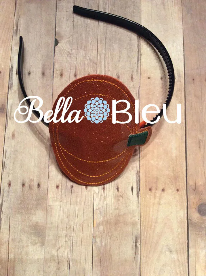 Fall Pumpkin in the hoop ITH slider headband topper machine embroidery design