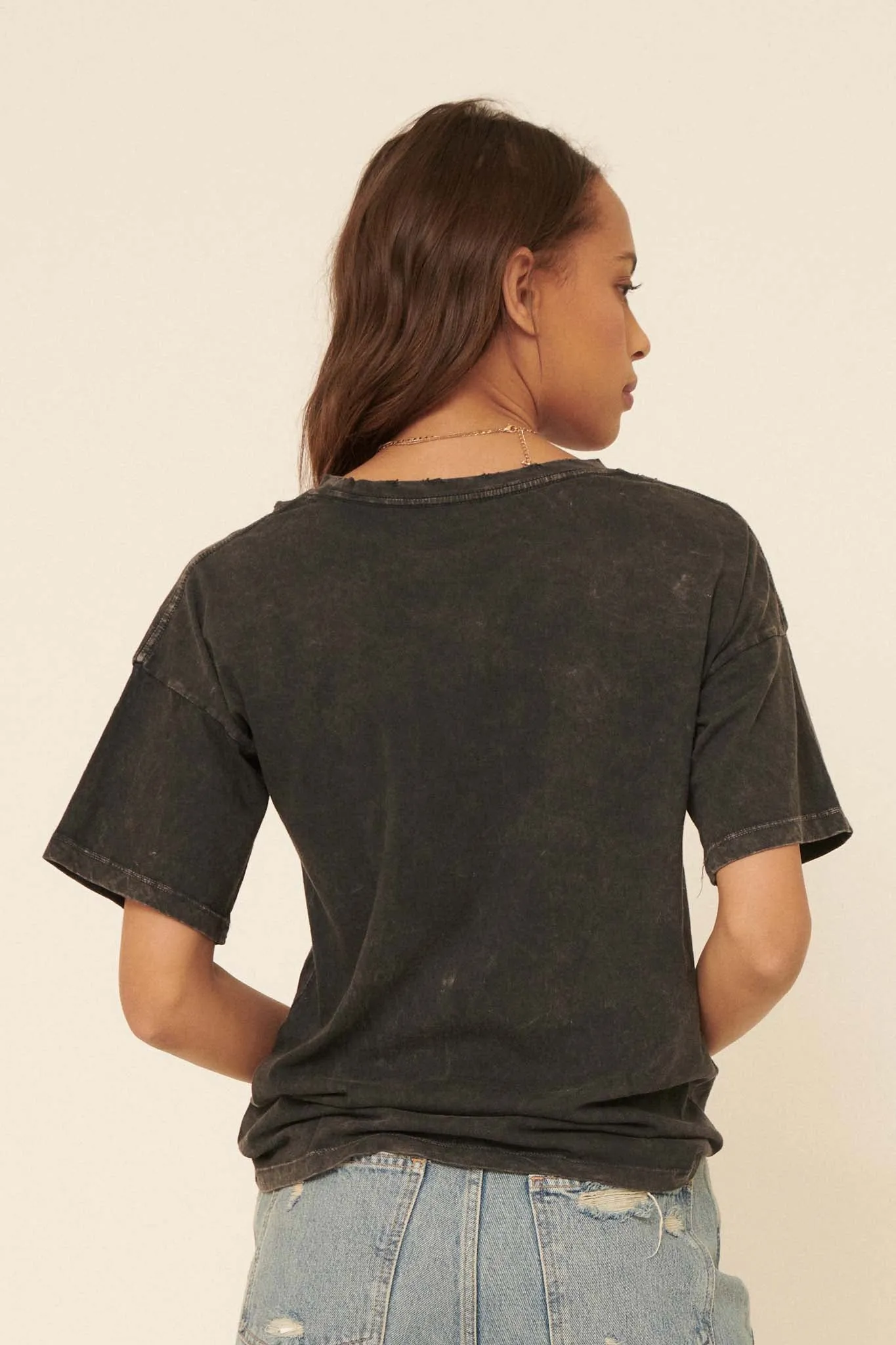 Feel Good Slashed Vintage-Wash Graphic Tee