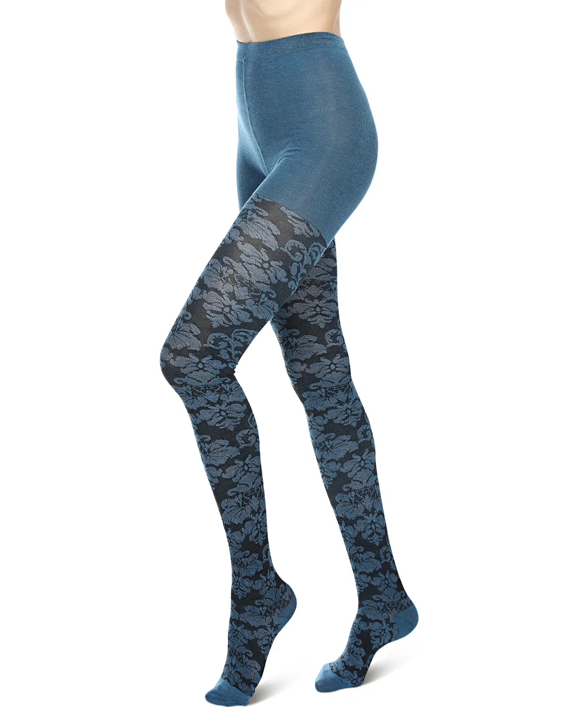 Floral Paisley Cotton Blend Sweater Tights