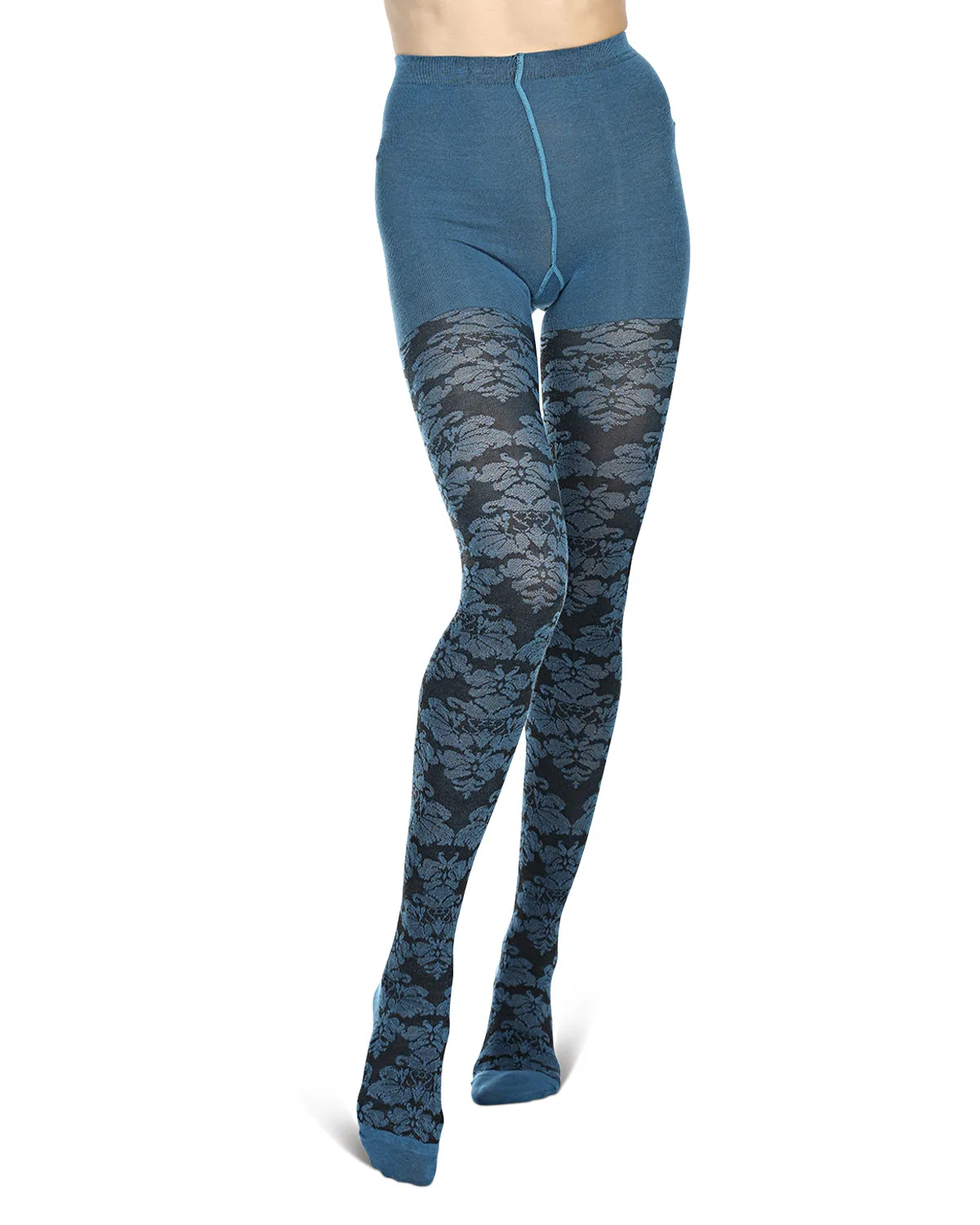 Floral Paisley Cotton Blend Sweater Tights