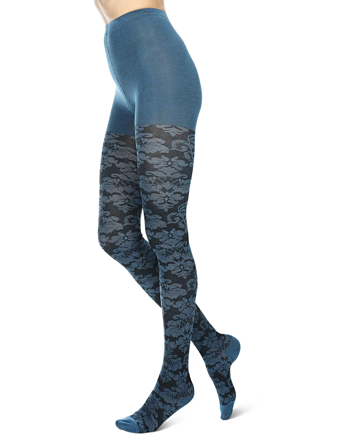 Floral Paisley Cotton Blend Sweater Tights