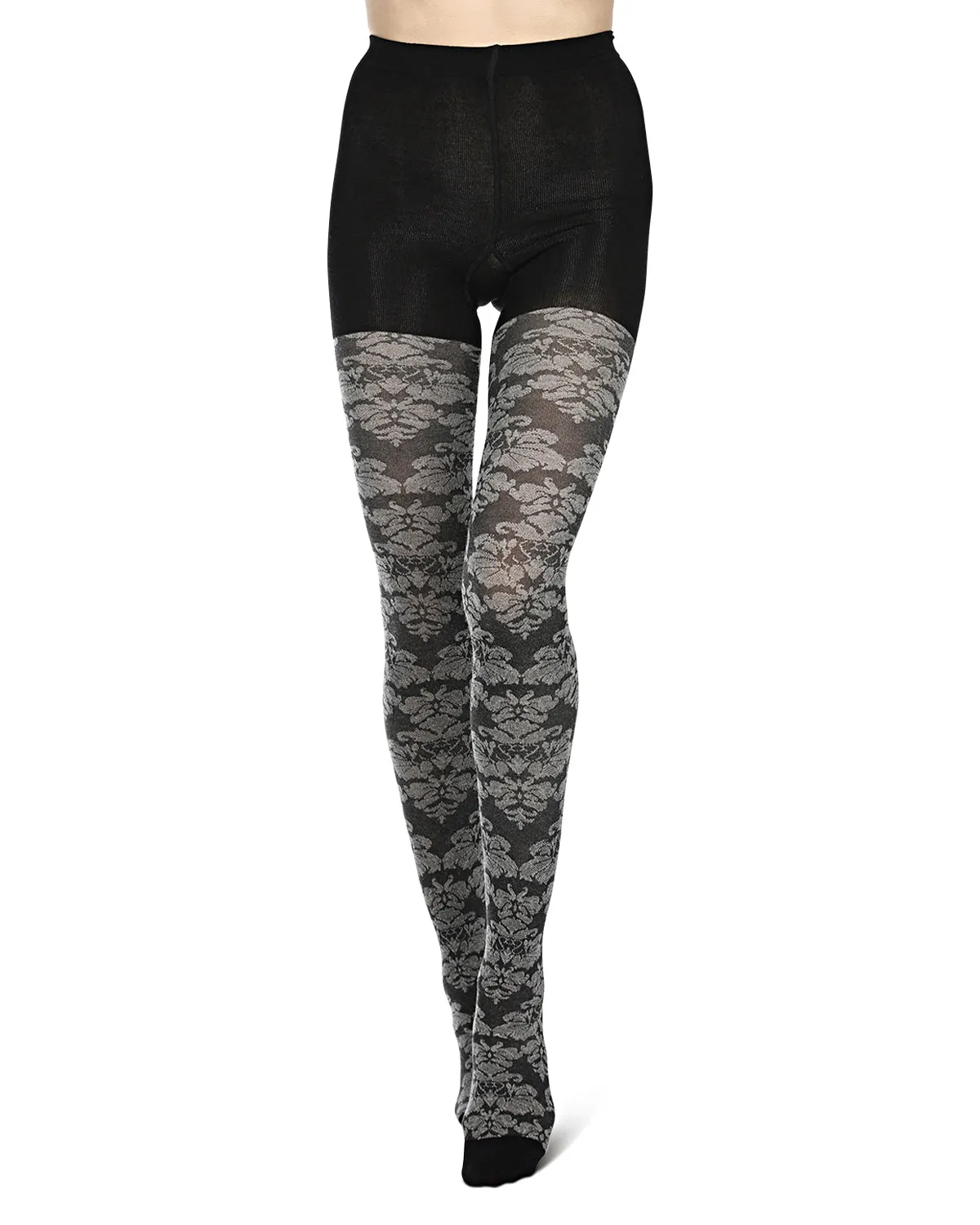 Floral Paisley Cotton Blend Sweater Tights