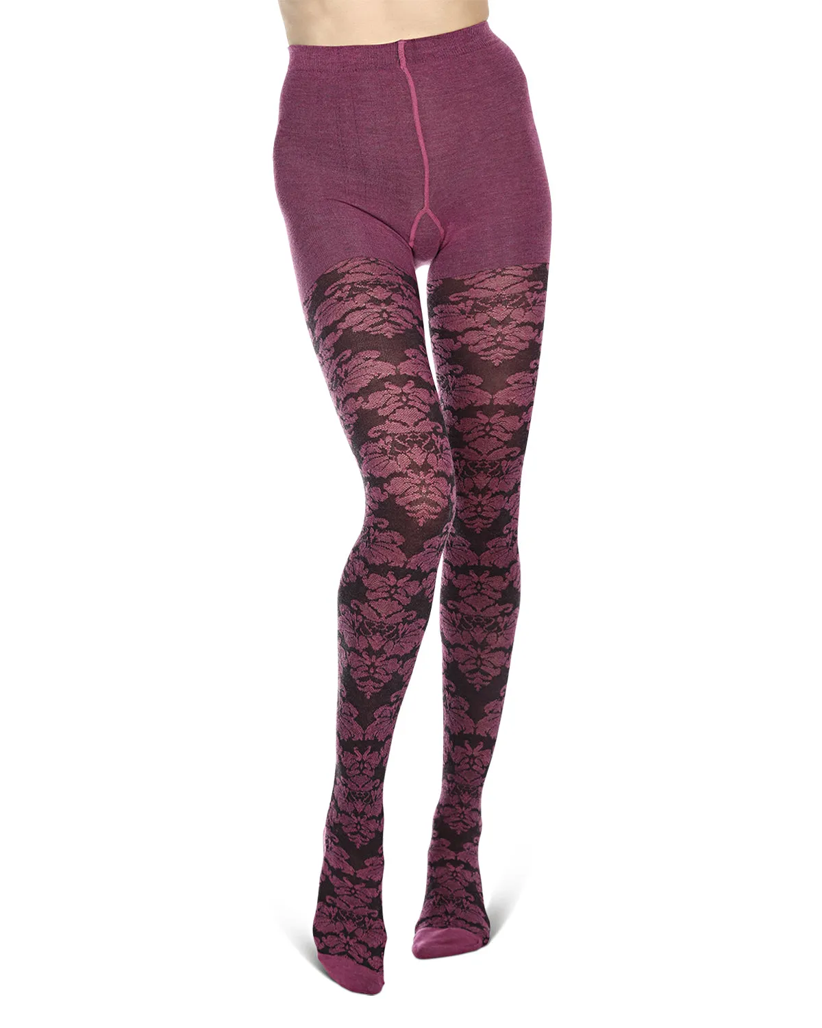Floral Paisley Cotton Blend Sweater Tights