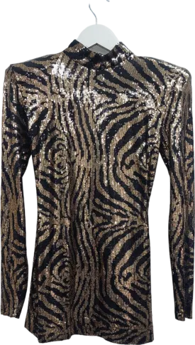 Francesca Couture Metallic Seqinned Animal Print Mini Dress UK S
