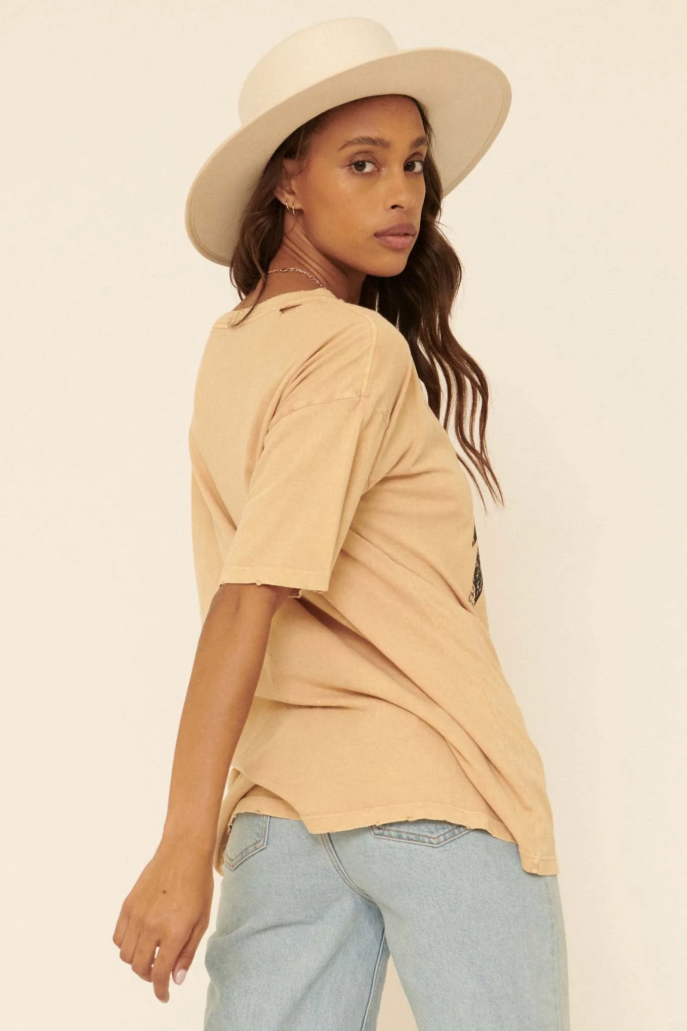 Freedom Distressed Vintage-Wash Graphic Tee