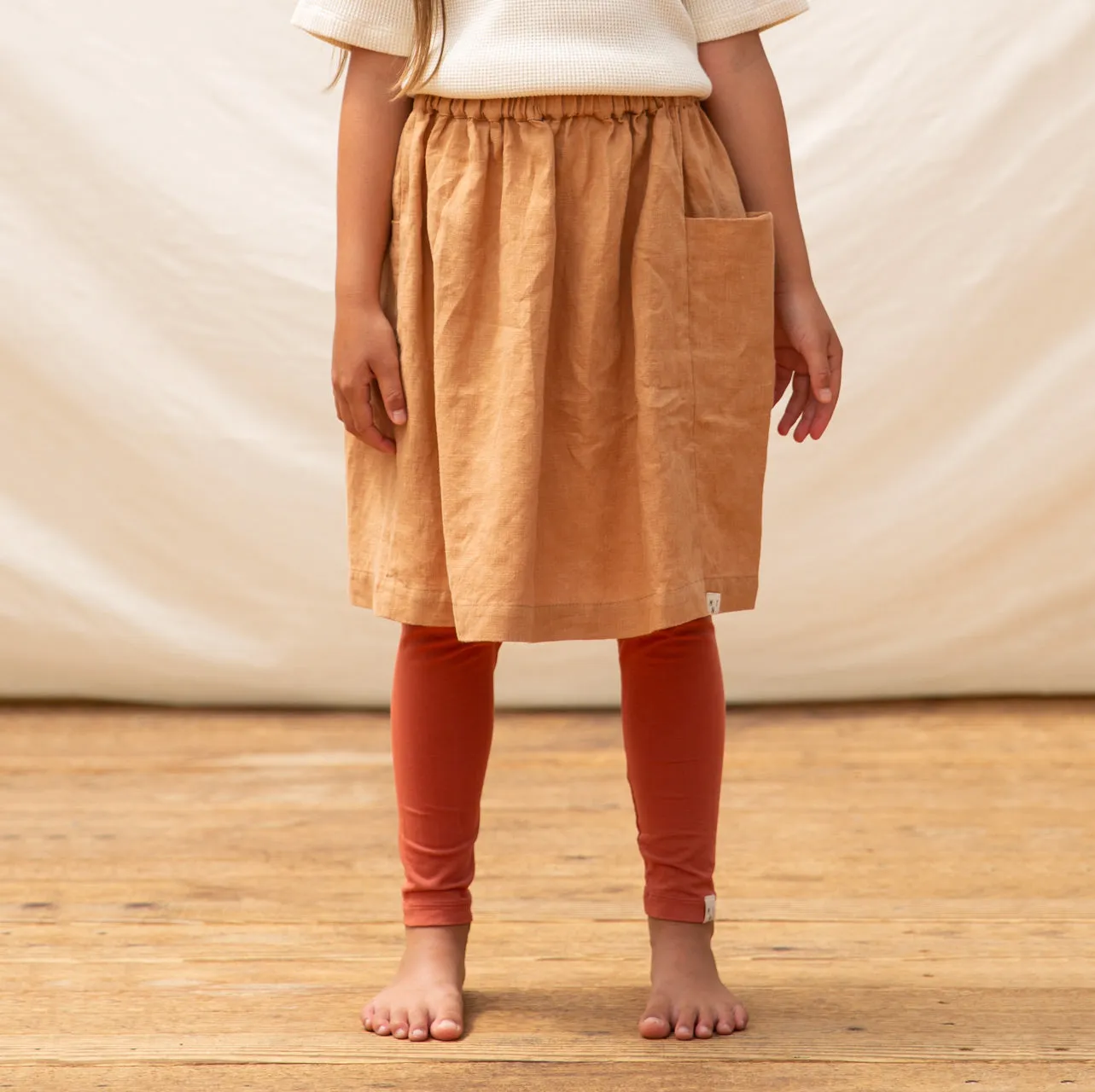 Gaia Linen Skirt for Kids (Ages 3-14) - 100% Natural Fabric, Stylish & Comfortable