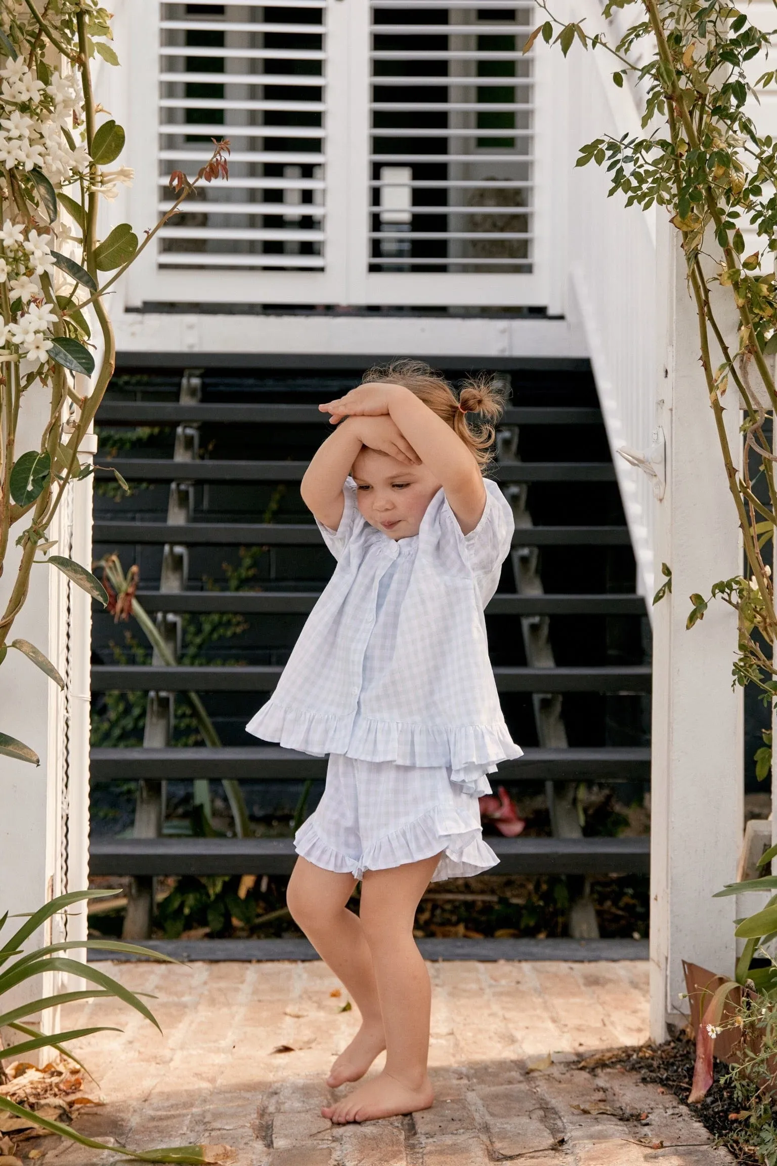 Girls Sophie Sleep Set - Cotton - Gingham Pale Blue