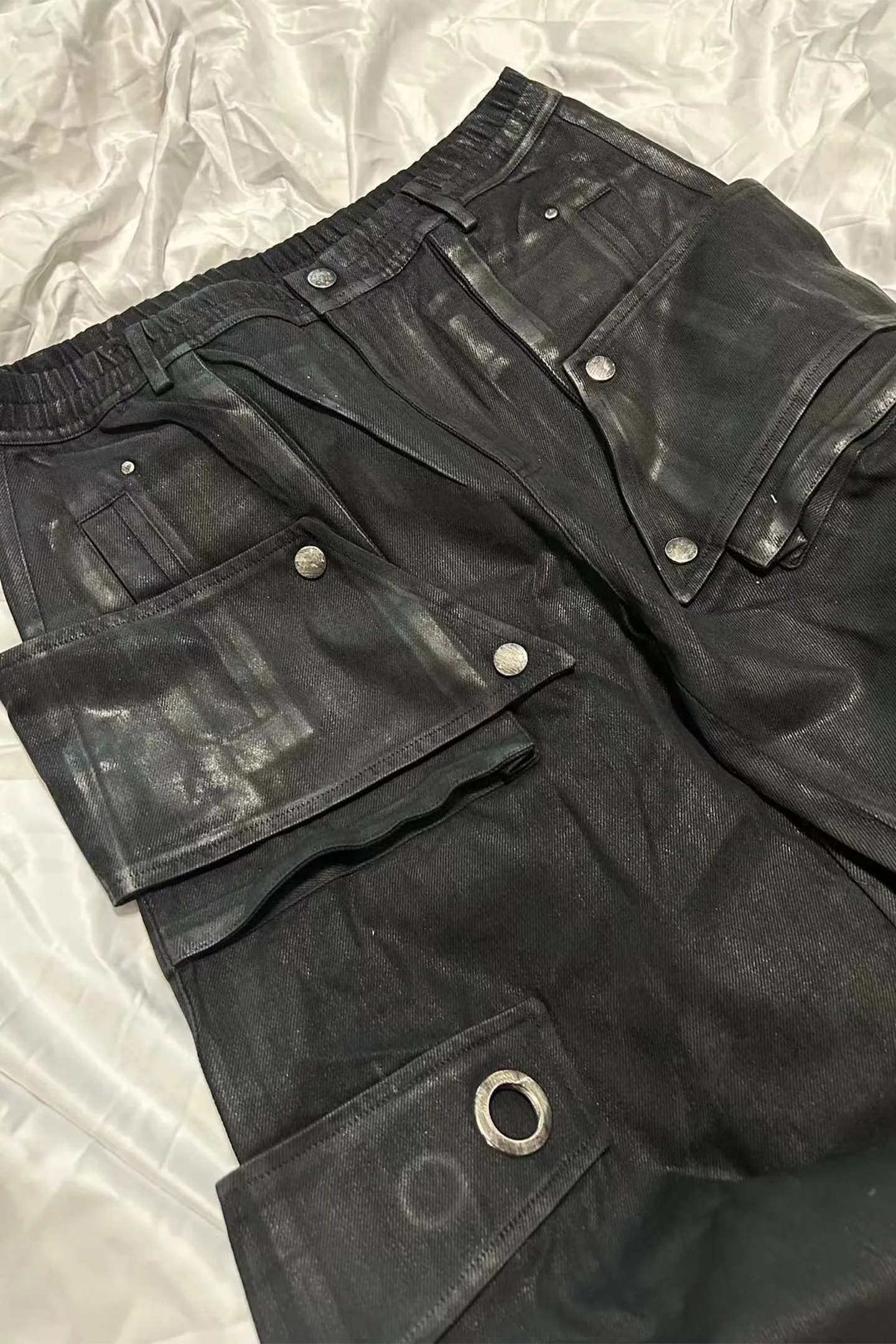 Hand-Waxed Wide-Leg Denim Trousers