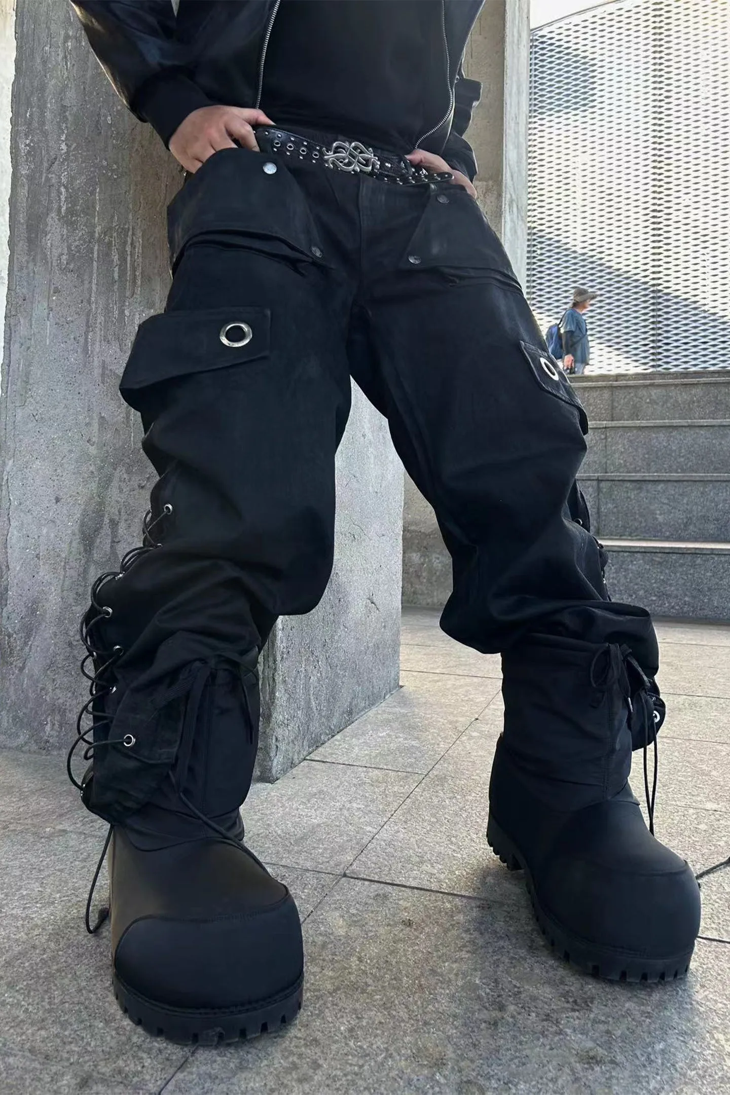 Hand-Waxed Wide-Leg Denim Trousers