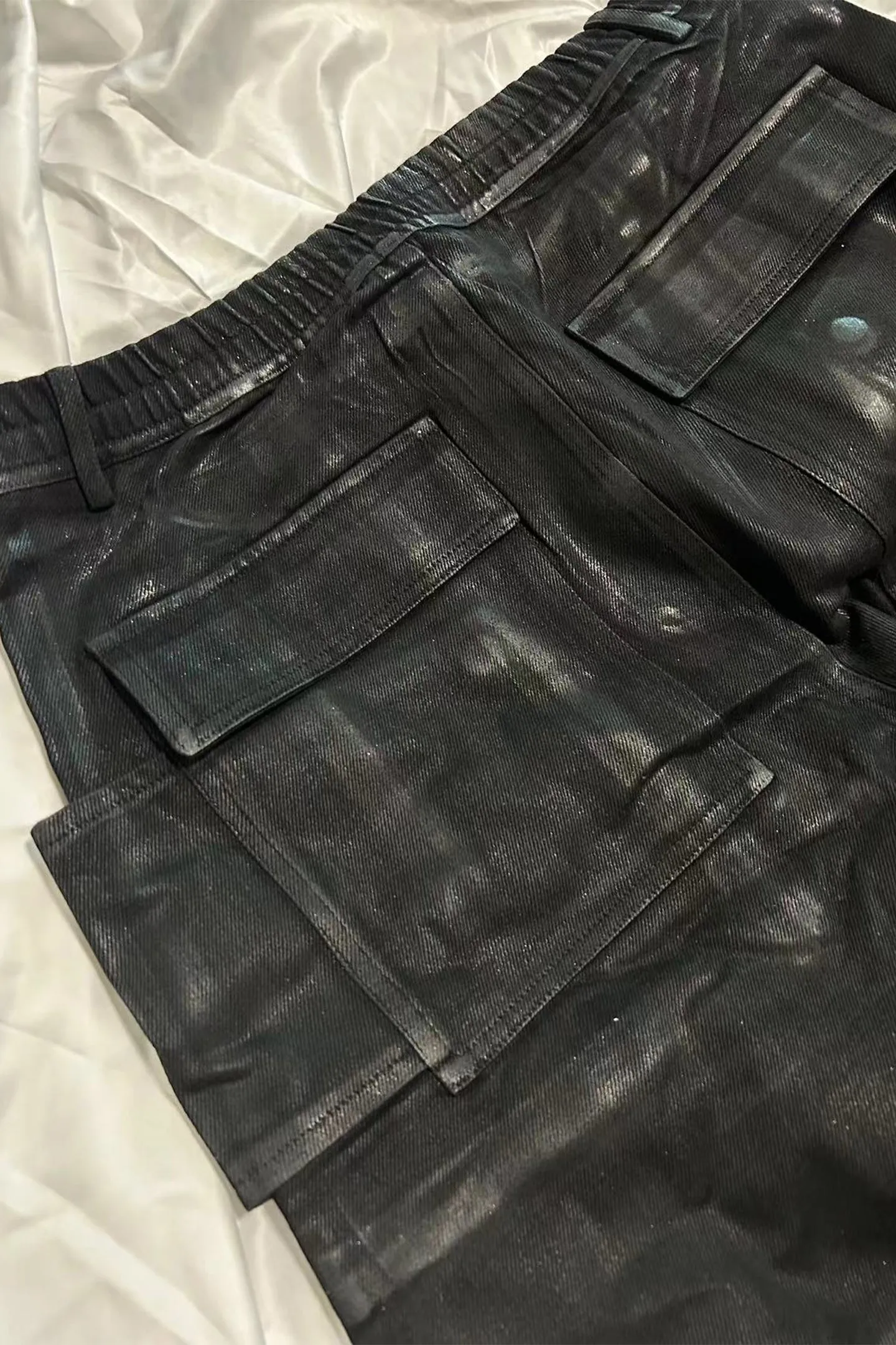 Hand-Waxed Wide-Leg Denim Trousers